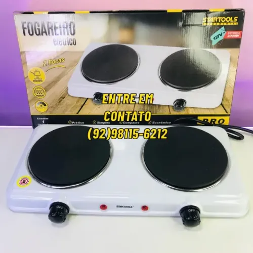 Fogareiro Eletrico 2 Bocas Por Indução 5 Temperaturas-Entregas 9h as 22h