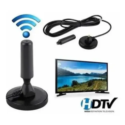Antena Digital Amplificada Interna e Externa 5 Metros Base Imã Prova d'água