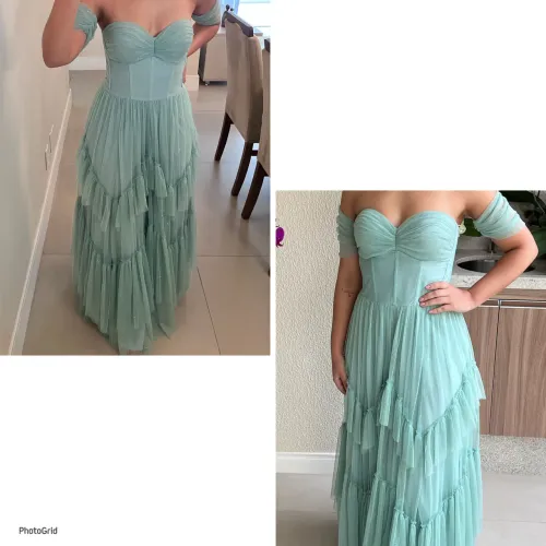 Vestido de Festa Verde Menta Princesa