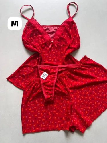 Conjunto de Pijama Vermelho Sensual - Tamanho M