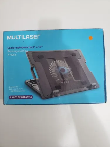 Suporte Notebook c/ Cooler Multilaser c/ 4 Níveis 2 Portas USB e Iluminação