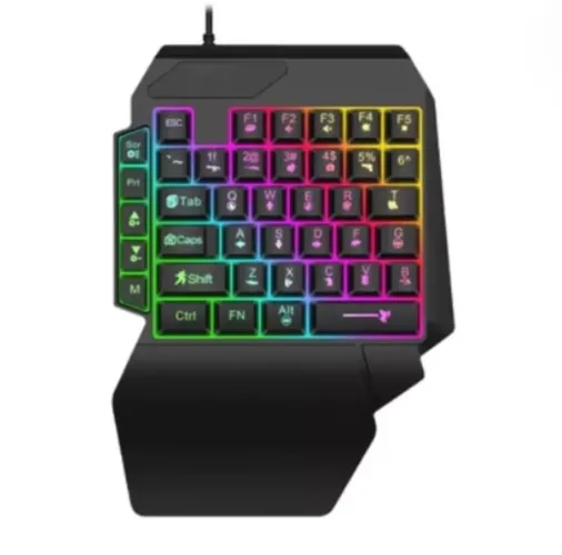 Teclado Gamer Single Hand Profissional Uma Mao Led RGB 