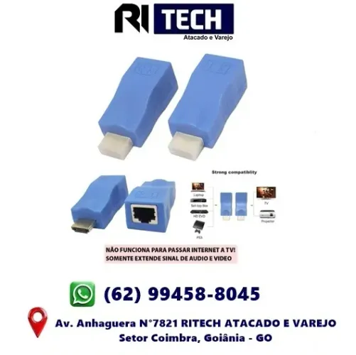 Extensor Conversor Hdmi Via 1 Cabo Rede Rj45 4k 30m Cat5e/6