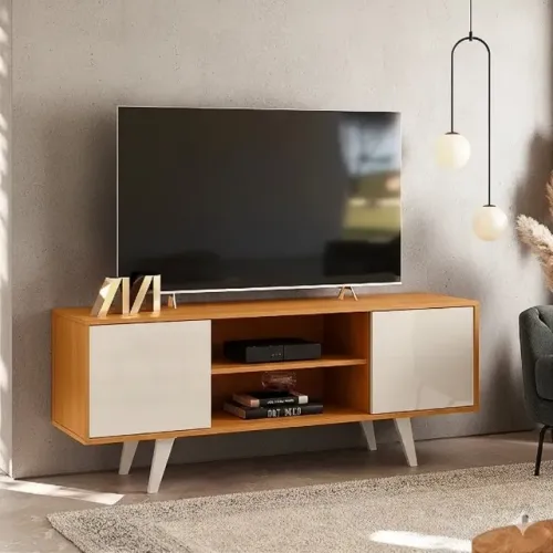 Promoção Rack Treviso cinamomo/off white até 55 polegadas; gett moveis