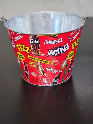 Balde ferro personalizado coca cola 