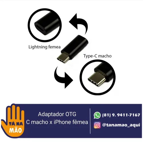 Adaptador OTG C macho x iPhone fêmea (Lightining)
