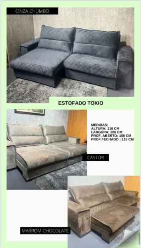 Sofá Estofado Tokio 2,80abertura x155 de abertura