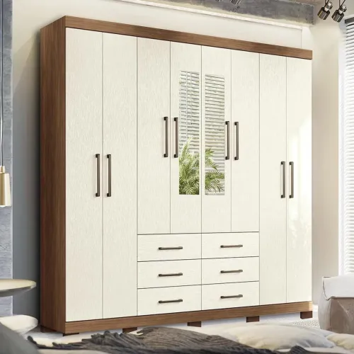 Guarda-Roupa Moderno com Espelho e Gavetas Montagem e Entrega grátis