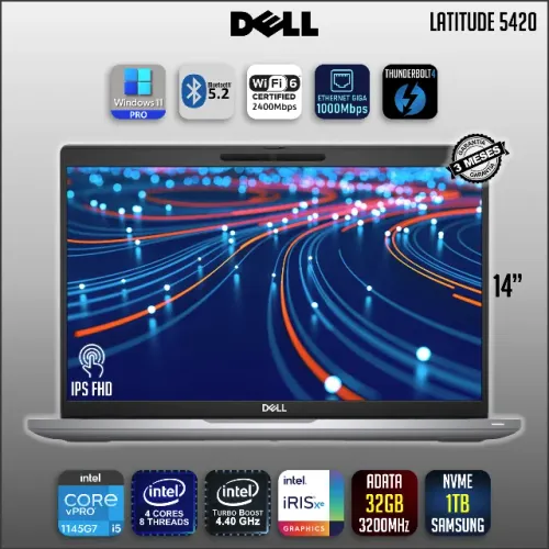 Notebook Dell Latitude 5420 Touch | I5-1145g7 32gb Ssd 1tb Wifi6 IPS FHD