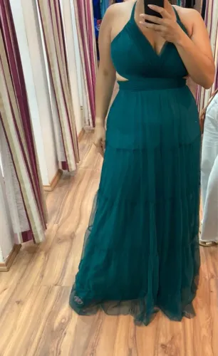 Vestido longo verde esmeralda