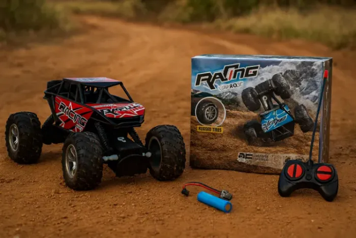 Carro Controle Remoto 4 Vias Off Road Luz Pneu Borracha Antiderrapante Infantil