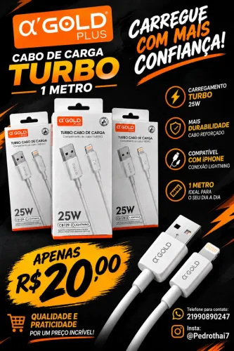 Cabo de iPhone gold 1 metro turbo