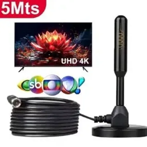 Antena Digital 5 metros interna Sinal TV HDTV Base Imã Externo a prova d'agua antena digit