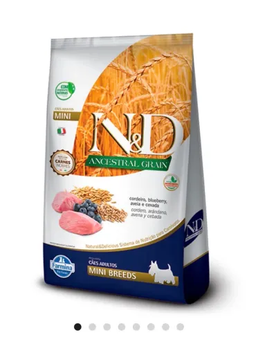 Ração N&D para Cães Adultos Raças Mini Ancestral Grain sabor Cordeiro e Blueberry