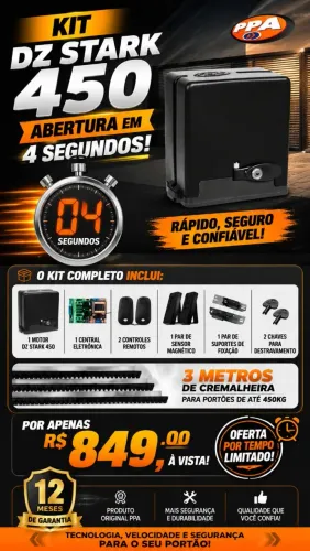 Portão eletrônico deslizante PPA/ para Maringá e Sarandi/ jet flex.