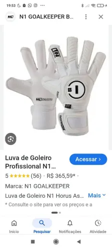 Luva de goleiro n1 nova no plastico