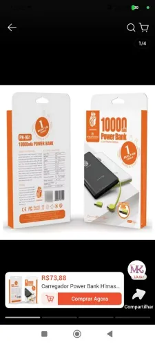 Power Bank Carregador Portátil Hmaston 10.000 mAh