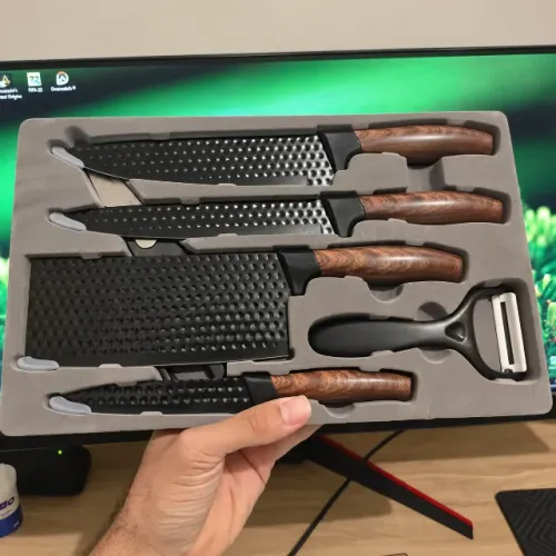 Conjunto de Facas Inox 6 Peças com Descascador e Tesoura