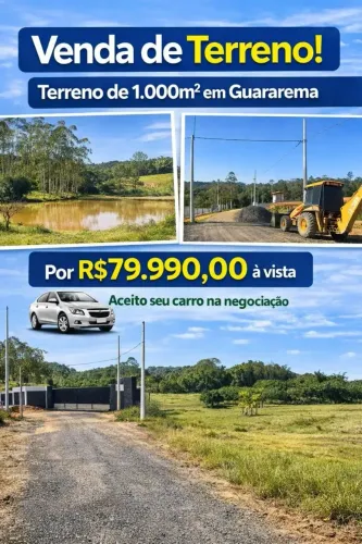 TERRENO EM GUARAREMA DE 1.000M²
