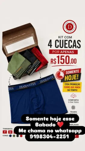 Promoção kit de cuecas Diamantes lingerie
