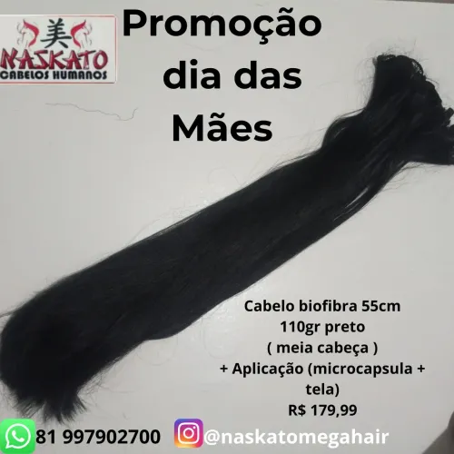 Cabelo preto liso biofibra