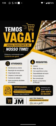 Vaga pra comercio