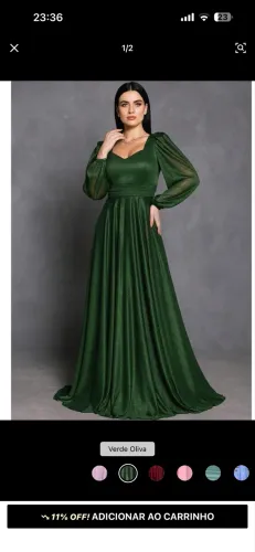 Vestido madrinha verde oliva