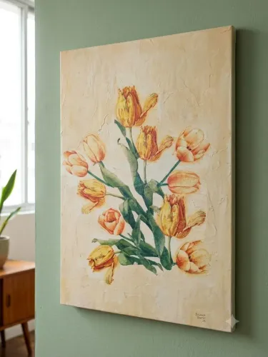 Quadro pintura a óleo sobre tela Tulipas