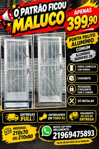 PORTA ALUMÍNIO PALITO COMPLETA PROMOÇÃO