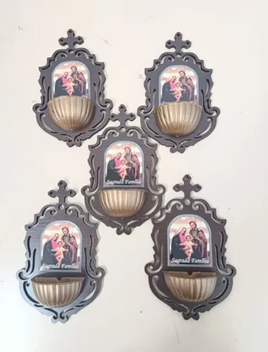 5 Porta água benta para porta ou parede Sagrada Familia 18cm