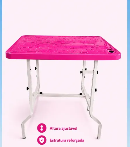 Mesa de tosa na cor rosa
