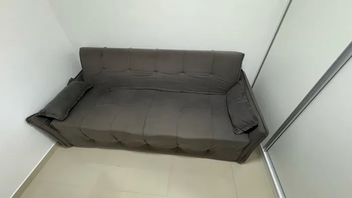 Sofá-Cama Casal Futon 3 Lugares Cinza - Reclinável