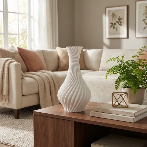 Vaso plástico espiral decorativo - 18cm - Branco