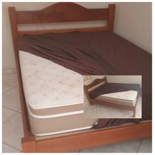 CAMA MADEIRA MACIÇA + COLCHÃO 