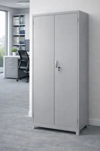 Armário de Aço com 2 Portas e 4 Prateleiras - 1,96X0,90X0,40cm - CH #26 - (BRANCO e CINZA)