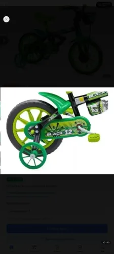 Bicicleta infantil Nathor aro 12 Black 12 de 2 a 5 anos cor preto/verde