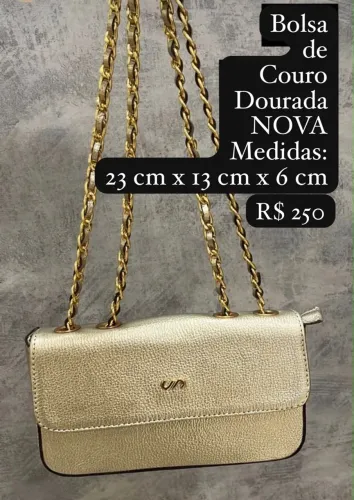 Bolsa de couro nova dourada