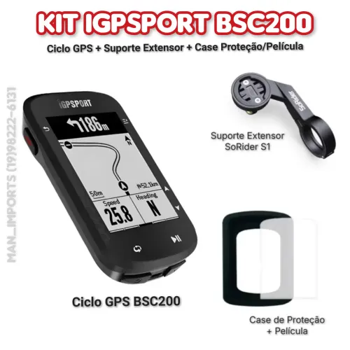 Kit Ciclismo IGPSport BSC200 - GPS, Suporte e Case