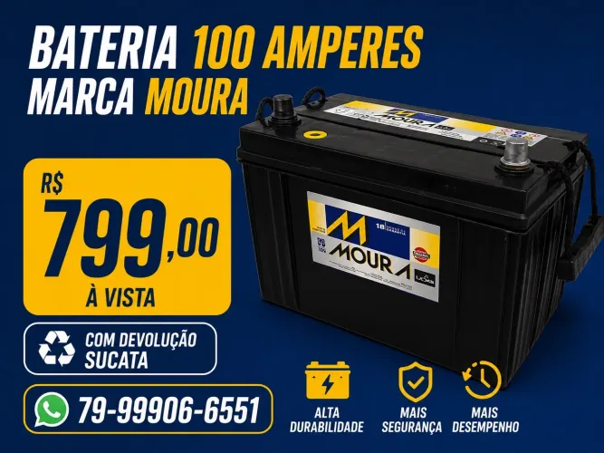 Bateria 100 amperes Moura Nova