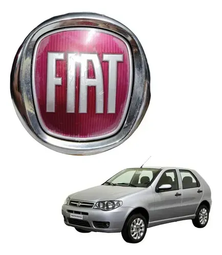 Emblema Traseiro Fechadura Fiat Palio 2012 A 2017 Vermelho