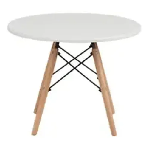 Mesa redonda para jantar de 80cm, com tampo claro, fácil de limpar, da Tok Stok