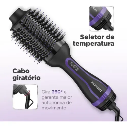 Escova Secadora Black Purple Mondial Es-08 Cor Preto/Roxo 220v