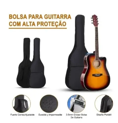 Violão Eletroacústico para Iniciante Destro com 6 Cordas e Acessórios