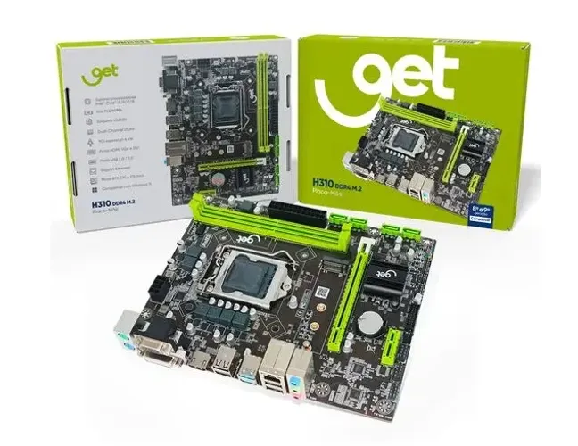 Placa-Mãe Get H310 DDR4 M2, Suporta Intel 8ª/9ª gerações até 32GB, SATA, NVMe
