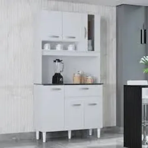 Armário de Cozinha Coral 6Pts 1Gv Branco Poquema - Entrega Rápida!