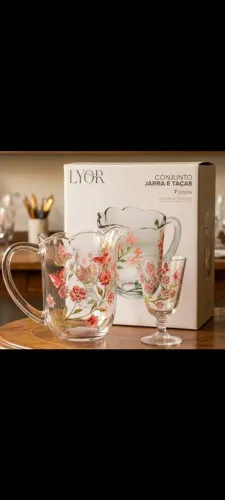 Conjunto de Jarra 1,3 L + 6 Taças 240 ml Lys Hand Painting