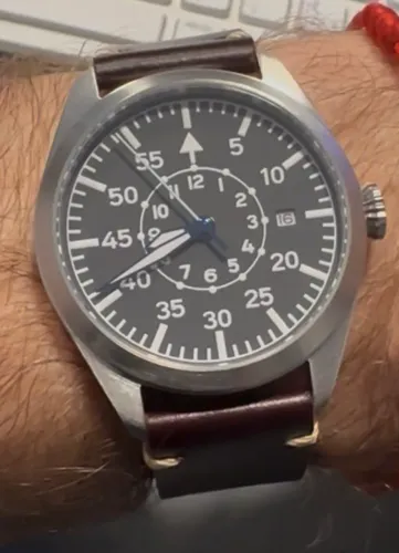 Relógio Flieger genérico, com cristal de safira e movimento Miyota 8