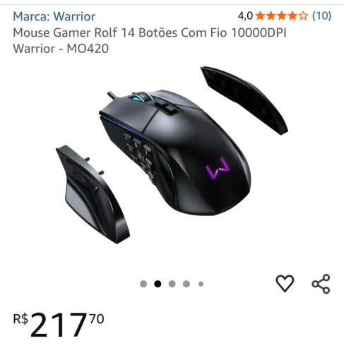 MOUSE GAMER 10K DPI 14 BOTÕES NOVO