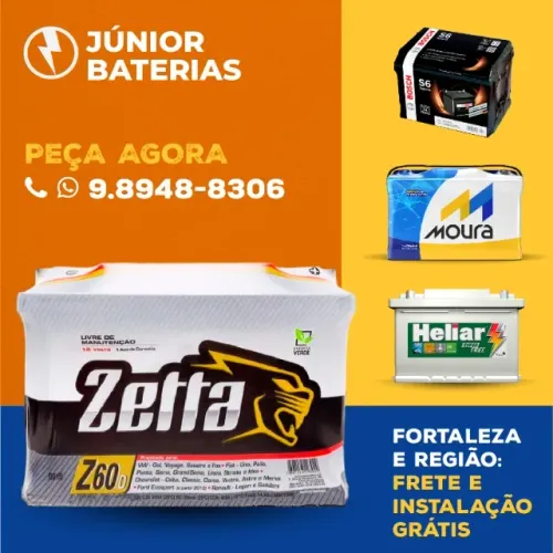 Bateria carro 60 amperes zetta moura