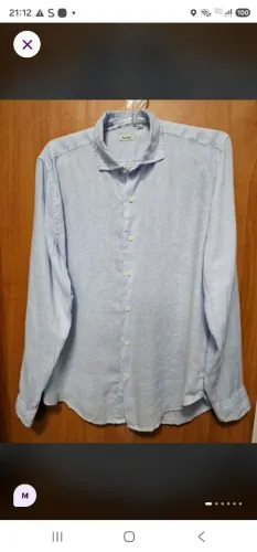 Camisa 100% linho italiana . Azul